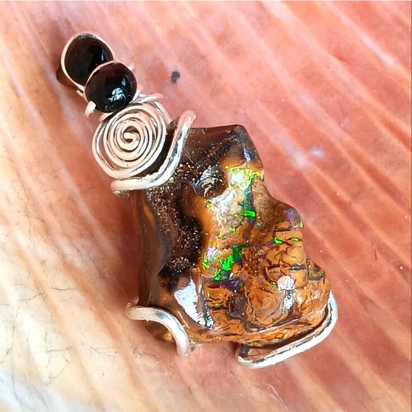 Australian Boulder Opal Pendant Sterling Silver - Picture 3 of 16